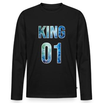 King King Queen Couple Tenue - T-shirt manches longues Premium bio Homme - noir - Devant - Nico (187cm)