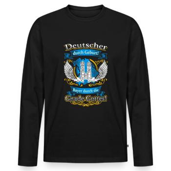 Stolzer Bayer – Deutscher durch Geburt - Männer Premium Bio Langarmshirt - Schwarz - Vorne - Nico (187cm)