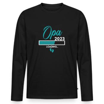 Ich werde Opa 2023 - Babyfüsse mit Loading Screen - Männer Premium Bio Langarmshirt - Schwarz - Vorne - Nico (187cm)