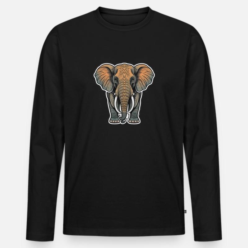 Elefant - Männer Premium Bio Langarmshirt - Schwarz