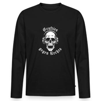Grufties gegen Rechts - Männer Premium Bio Langarmshirt - Schwarz - Vorne - Nico (187cm)