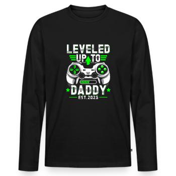 Promu papa en 2025 - T-shirt manches longues Premium bio Homme - noir - Devant - Nico (187cm)