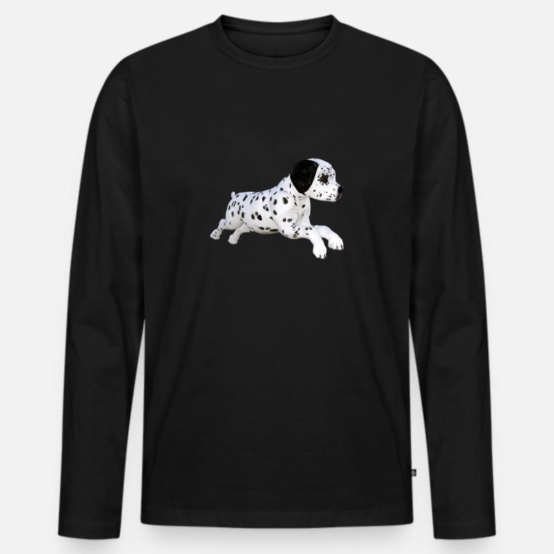 Hund Dalmatiner Welpe - Männer Premium Bio Langarmshirt - Schwarz