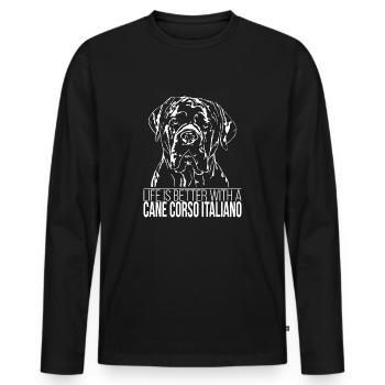 CANE CORSO ITALIANO Life is better saying Wilsigns - Men's Premium Organic Long Sleeve Shirt - black - Front - Nico (187cm)