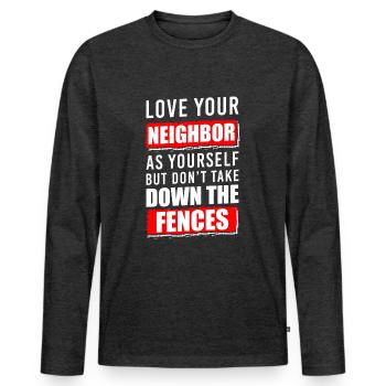 Neighbor Neighbor Celebration - Men's Premium Organic Long Sleeve Shirt - heather anthracite - Front - Nico (187cm)