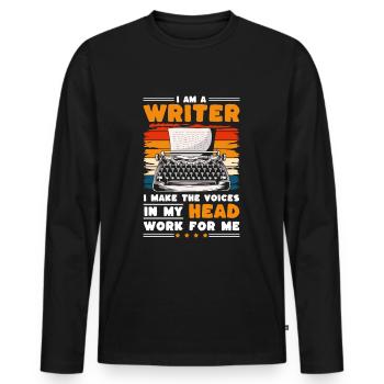 Writers Writing Literature - Men's Premium Organic Long Sleeve Shirt - black - Front - Nico (187cm)