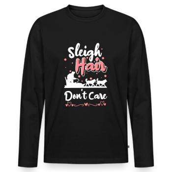 Tobogganing Christmas Winter Sports Wooden Sledge - Men's Premium Organic Long Sleeve Shirt - black - Front - Nico (187cm)