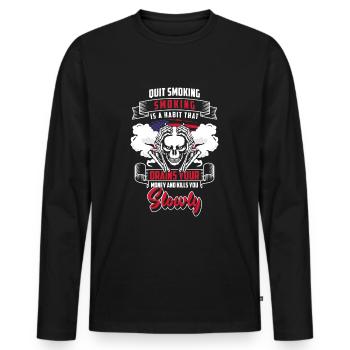 Nikotin Sucht - Männer Premium Bio Langarmshirt - Schwarz - Vorne - Nico (187cm)