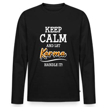 Attitude karma - T-shirt manches longues Premium bio Homme - noir - Devant - Nico (187cm)