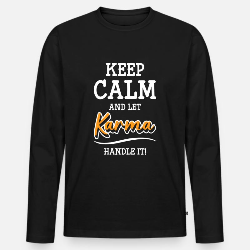 Karma Einstellung - Männer Premium Bio Langarmshirt - Schwarz