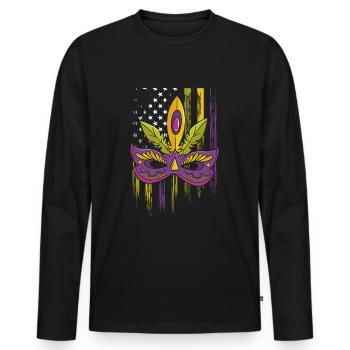 Perles de costume de carnaval - T-shirt manches longues Premium bio Homme - noir - Devant - Nico (187cm)