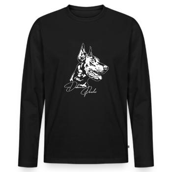 Doberman Pinscher Chien Portrait Chiens Wilsigns - T-shirt manches longues Premium bio Homme - noir - Devant - Nico (187cm)