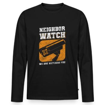 Colocataire du Village de l’amitié des voisins - T-shirt manches longues Premium bio Homme - noir - Devant - Nico (187cm)