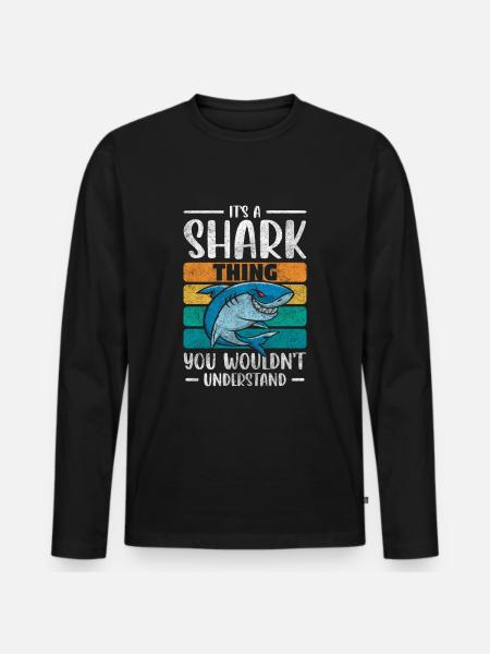 Shark Animal Fear King - Men's Premium Organic Long Sleeve Shirt - black