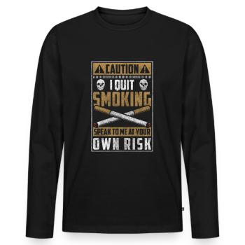 Aufhören Nikotin Gesund - Männer Premium Bio Langarmshirt - Schwarz - Vorne - Nico (187cm)