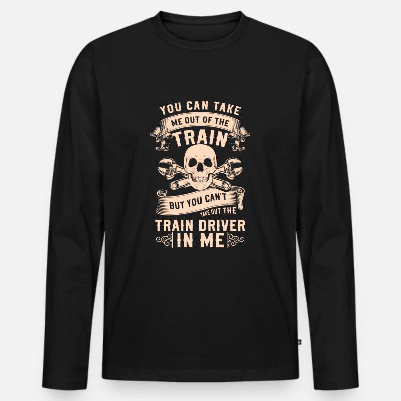 Zugführer Gleis Lok - Männer Premium Bio Langarmshirt - Schwarz