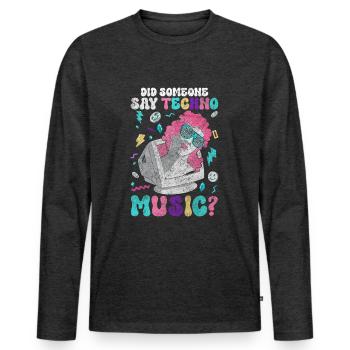 Techno Dubstep Raver - T-shirt manches longues Premium bio Homme - anthracite chiné - Devant - Nico (187cm)