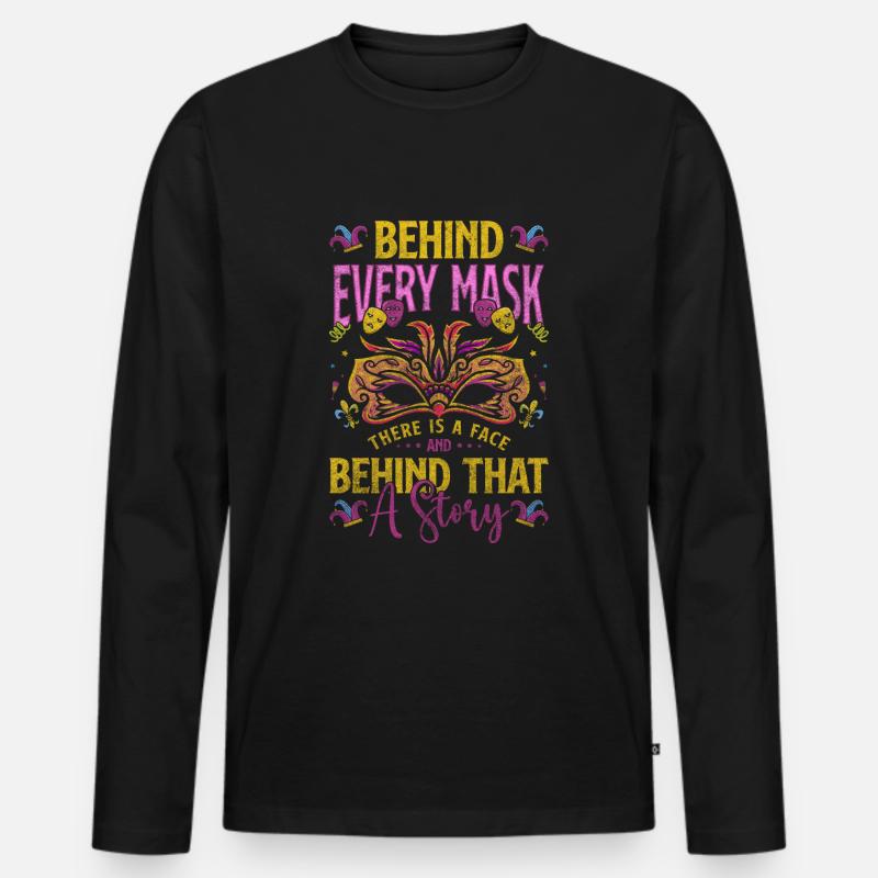 Maske Parade Unbekannt Maskerade - Männer Premium Bio Langarmshirt - Schwarz