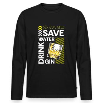 Gin Getränke Drink Longdrink - Männer Premium Bio Langarmshirt - Schwarz - Vorne - Nico (187cm)