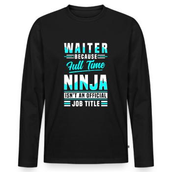 Service Guests Food Party - Men's Premium Organic Long Sleeve Shirt - black - Front - Nico (187cm)
