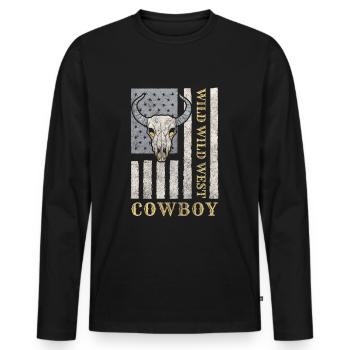 Far West America Bandit Brave - T-shirt manches longues Premium bio Homme - noir - Devant - Nico (187cm)