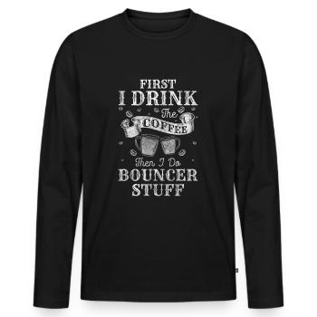 Sicherheitsdienst Stark Breit Funkgerät - Männer Premium Bio Langarmshirt - Schwarz - Vorne - Nico (187cm)