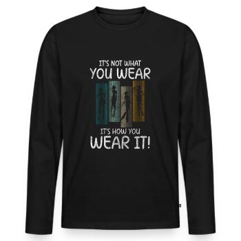 Modeliebhaber Style Neu Modisch - Männer Premium Bio Langarmshirt - Schwarz - Vorne - Nico (187cm)