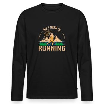 Courir Tout ce dont j’ai besoin, c’est de courir Marathon Runner Gift - T-shirt manches longues Premium bio Homme - noir - Devant - Nico (187cm)