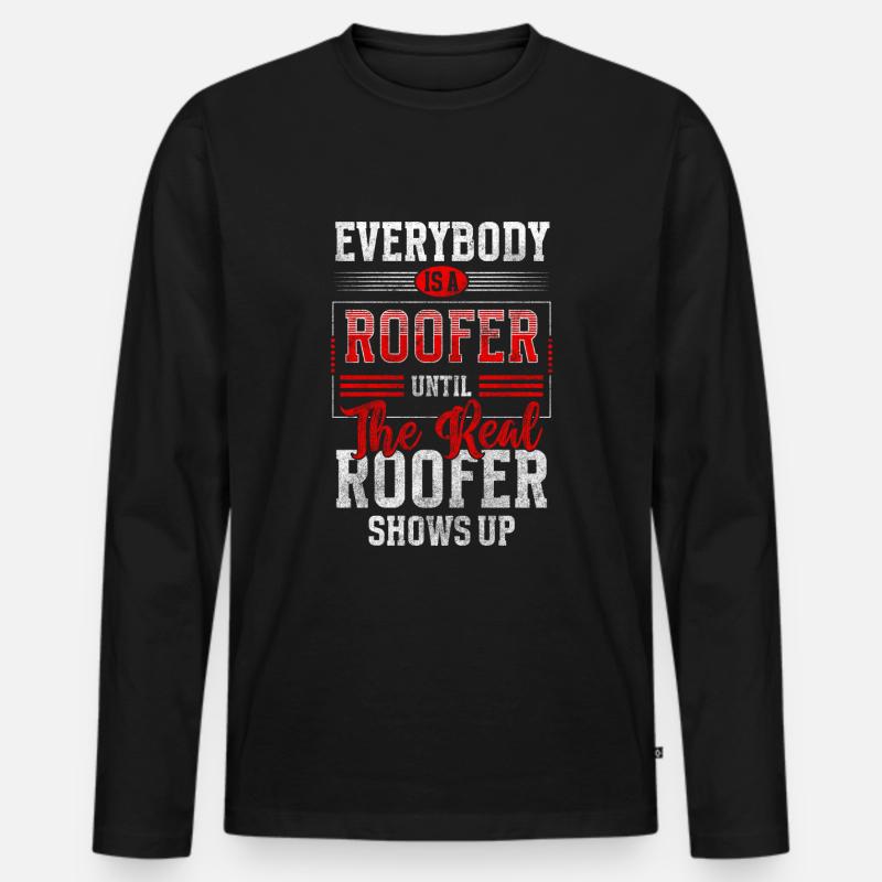 Dachdecker Fachhandwerk Dachrinne - Männer Premium Bio Langarmshirt - Schwarz