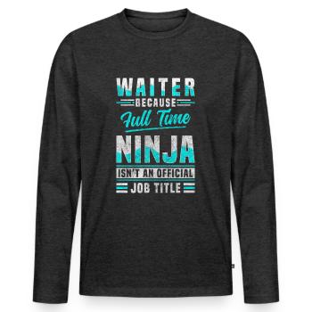 Kellnerin Fachkraft Trinkgeld Bedienung - Männer Premium Bio Langarmshirt - Anthrazit meliert - Vorne - Nico (187cm)
