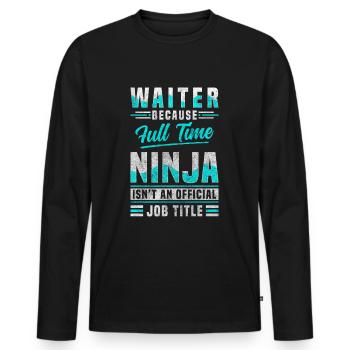 Waitress Specialist Tipping Service - Men's Premium Organic Long Sleeve Shirt - black - Front - Nico (187cm)