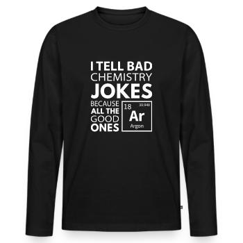 Chemie Witze Argon - Männer Premium Bio Langarmshirt - Schwarz - Vorne - Nico (187cm)