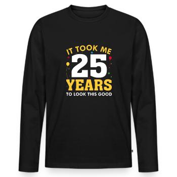 Il m’a fallu 25 ans pour être aussi belle - T-shirt manches longues Premium bio Homme - noir - Devant - Nico (187cm)