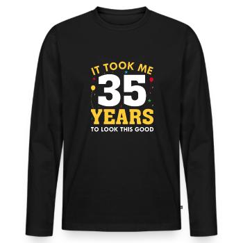 Il m’a fallu 35 ans pour être aussi belle - T-shirt manches longues Premium bio Homme - noir - Devant - Nico (187cm)