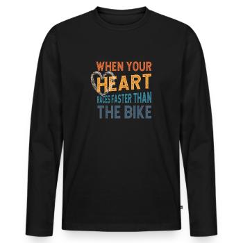 Dirt Biker Riding Your Heart Races Faster - Männer Premium Bio Langarmshirt - Schwarz - Vorne - Nico (187cm)