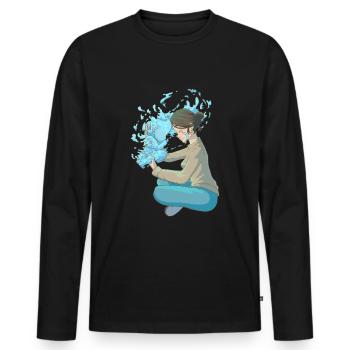 Perte de nourrisson Sensibilisation aux fausses couches Perte de grossesse - T-shirt manches longues Premium bio Homme - noir - Devant - Nico (187cm)