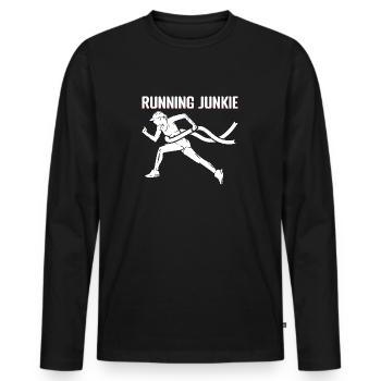 Marathon Runner Running Junkie Gift - Männer Premium Bio Langarmshirt - Schwarz - Vorne - Nico (187cm)