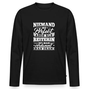 Lustiges Reiten Reiter Reit Shirt - Männer Premium Bio Langarmshirt - Schwarz - Vorne - Nico (187cm)