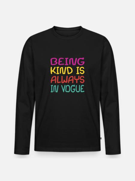 Kindness saying in children's font - Men's Premium Organic Long Sleeve Shirt - black
