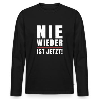 Antifaschismus Antifaschist Gegen Rechts Statement - Männer Premium Bio Langarmshirt - Schwarz - Vorne - Nico (187cm)