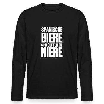 Les bières espagnoles sont bonnes pour les reins ! - T-shirt manches longues Premium bio Homme - noir - Devant - Nico (187cm)