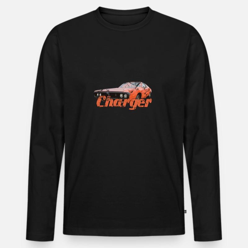 charger orange 1973 - Männer Premium Bio Langarmshirt - Schwarz