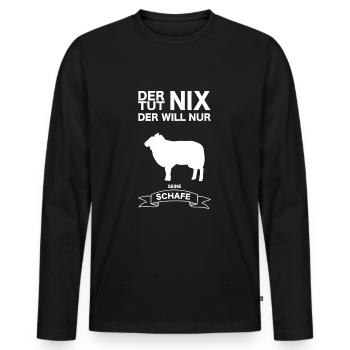 Schaf Schafe Hirte Schäfer Schafbesitzer Geschenk - Männer Premium Bio Langarmshirt - Schwarz - Vorne - Nico (187cm)