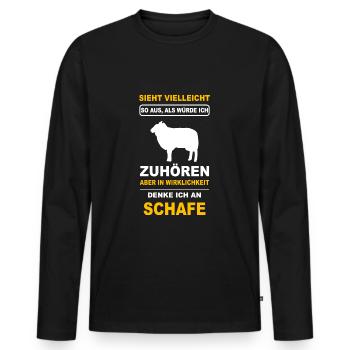 Schaf Schafe Hirte Schäfer Schafbesitzer Geschenk - Männer Premium Bio Langarmshirt - Schwarz - Vorne - Nico (187cm)