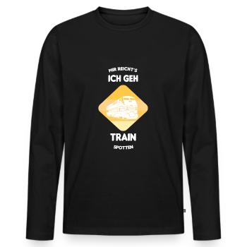 Trainspotter Train Züge Zug Trainspotting Geschenk - Männer Premium Bio Langarmshirt - Schwarz - Vorne - Nico (187cm)