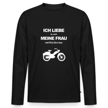 Mofa Moped Mofafahrer Mopedfahrer Mopeds Mokick - Männer Premium Bio Langarmshirt - Schwarz - Vorne - Nico (187cm)