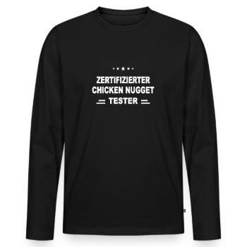 Chicken Nuggets - Männer Premium Bio Langarmshirt - Schwarz - Vorne - Nico (187cm)