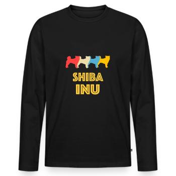 Shiba Inu Dog Shiba Inu Owner Shiba Inu Retro - Men's Premium Organic Long Sleeve Shirt - black - Front - Nico (187cm)