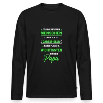 Dart Darts Bullseye Pfeil Dartpfeil Papa Vater - Männer Premium Bio Langarmshirt - Schwarz - Vorne - Nico (187cm)