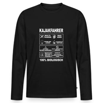 Kajak Wassersport Paddeln Kajakfahren Kajakfahrer - Männer Premium Bio Langarmshirt - Schwarz - Vorne - Nico (187cm)